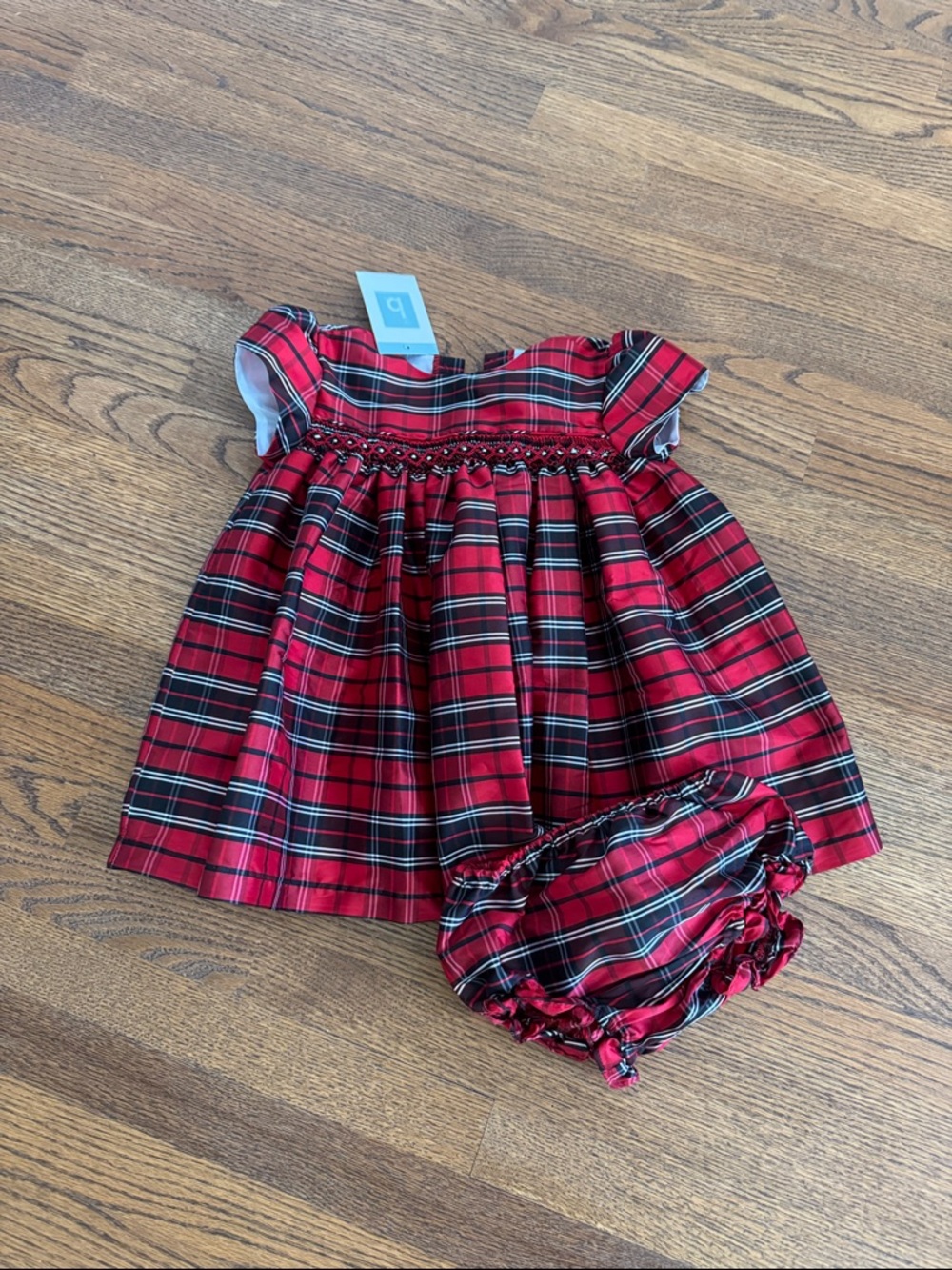 bella bliss NWT Opal Taffeta Smocked Dress -- Coterie Plaid with Bloomer